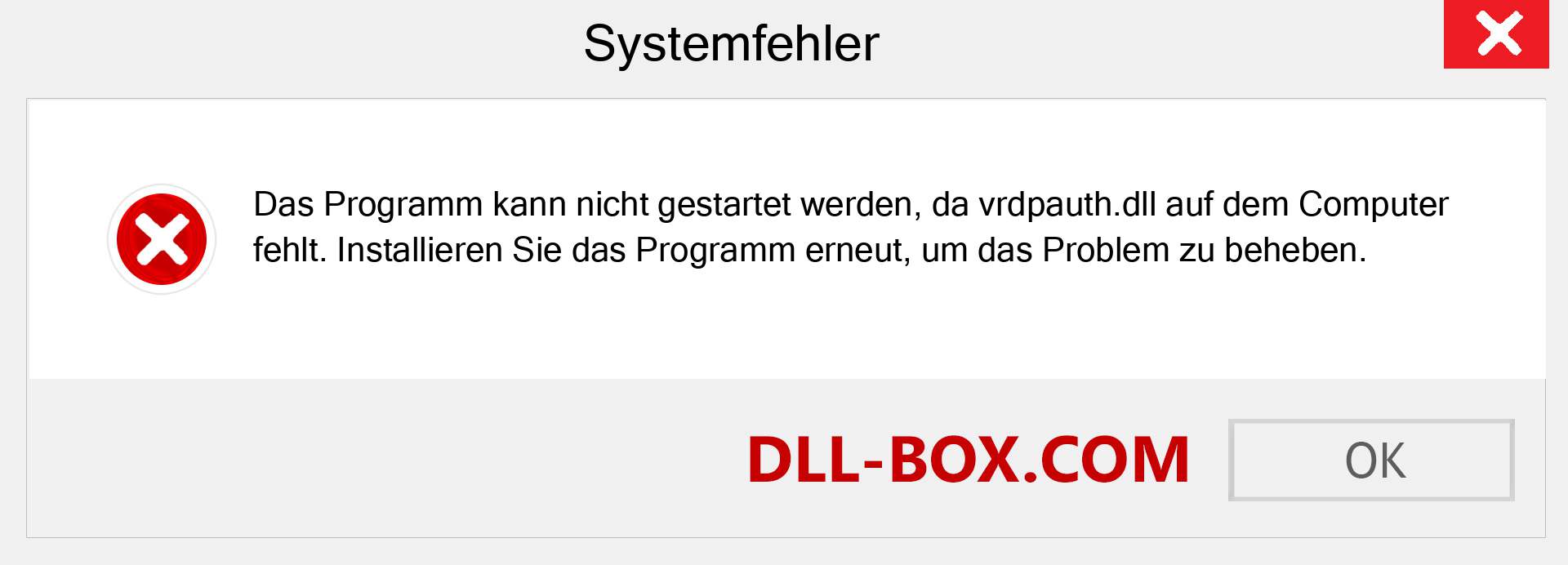 vrdpauth.dll-Datei fehlt?. Download für Windows 7, 8, 10 - Fix vrdpauth dll Missing Error unter Windows, Fotos, Bildern