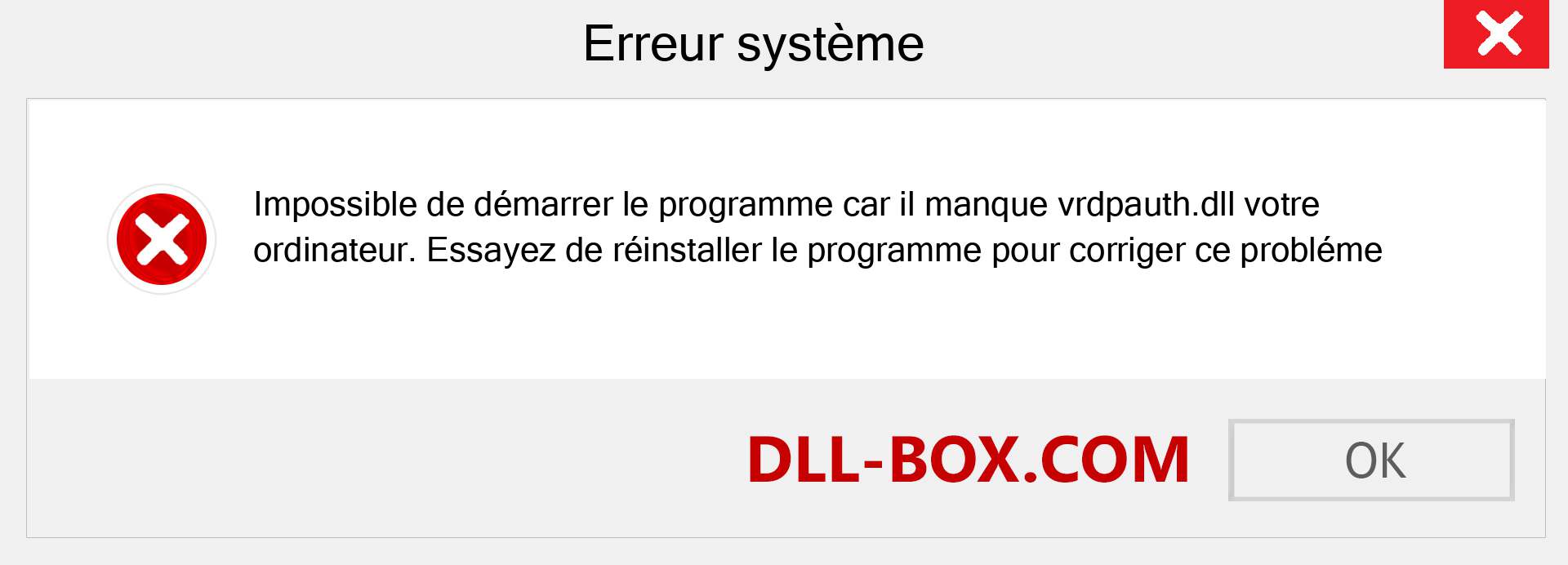 Le fichier vrdpauth.dll est manquant ?. Télécharger pour Windows 7, 8, 10 - Correction de l'erreur manquante vrdpauth dll sur Windows, photos, images