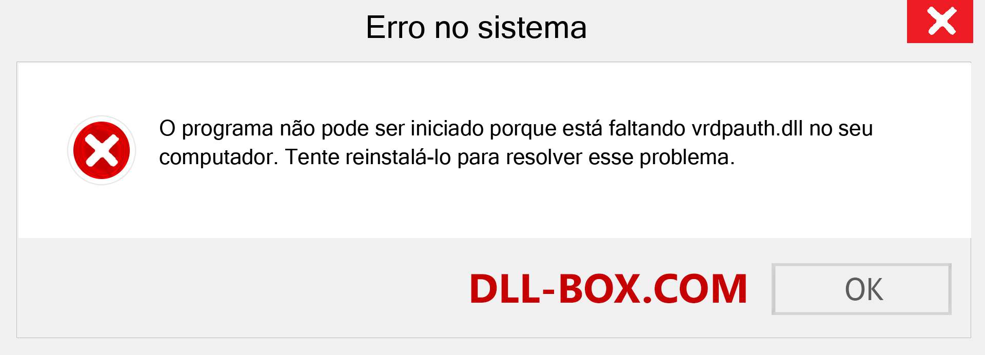 Arquivo vrdpauth.dll ausente ?. Download para Windows 7, 8, 10 - Correção de erro ausente vrdpauth dll no Windows, fotos, imagens